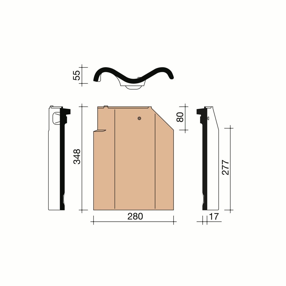 Technical drawing of the Oude holle 451 pan met dubbele wel